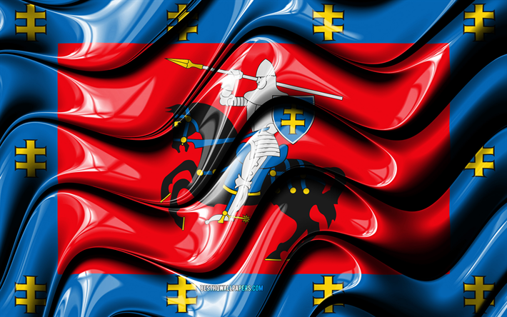 Vilnan lipun, 4k, Maakunnat Liettua, hallintoalueet, Lippu Vilnasta, 3D art, Vilnan L&#228;&#228;ni, Liettuan l&#228;&#228;nit, Vilnan 3D flag, Liettua, Euroopassa
