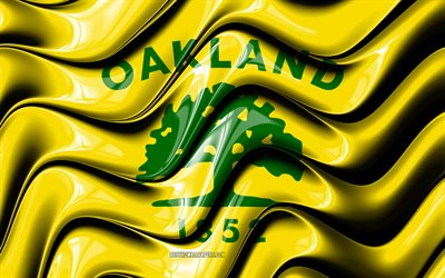 Oakland flagga, 4k, Usa st&#228;der, Kalifornien, 3D-konst, Flaggan i Oakland, USA, Staden Oakland, amerikanska st&#228;der, Oakland 3D-flagga, St&#228;der i USA, Oakland
