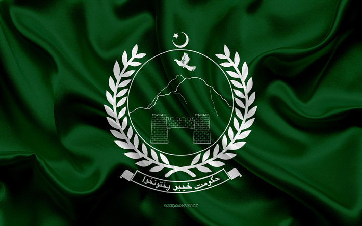 Drapeau de la province de Khyber Pakhtunkhwa, 4k, drapeau de soie, soie, texture, province Pakistanaise de Khyber Pakhtunkhwa, au Pakistan, en unit&#233;s Administratives du Pakistan, dans la province de Khyber Pakhtunkhwa drapeau