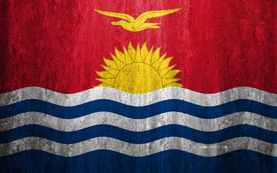 Flagga Kiribati, 4k, sten bakgrund, grunge flagga, Oceanien, Kiribatis flagga, grunge konst, nationella symboler, &quot;Kiribati, sten struktur