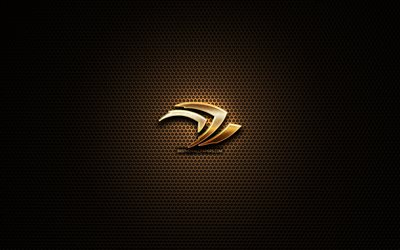 Nvidia glitter logotipo, Nvidia GeForce, criativo, grelha para plano de fundo, Nvidia, o logotipo, marcas