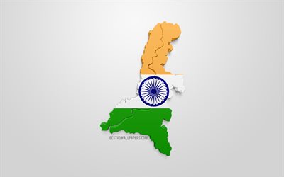 Kolkata karta siluett, 3d-flagga i Kolkata, 3d-konst, Kolkata 3d-flagga, Kolkata, Indien, Flaggan i Kolkata, geografi, Kolkata 3d-karta siluett