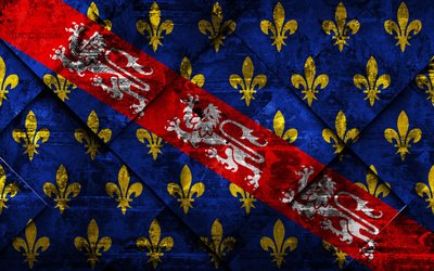 Flag of La Marche, 4k, grunge art, rhombus grunge texture, french province, La Marche flag, France, french national symbols, La Marche, Provinces of France, creative art