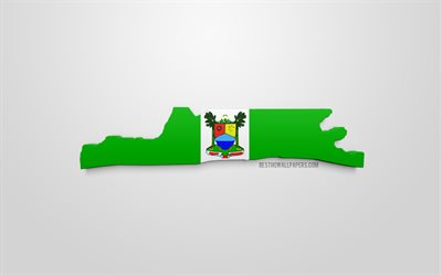 Lagos karta siluett, 3d-flagga i Lagos, 3d-konst, Lagos 3d-flagga, Lagos, Nigeria, Flaggan i Lagos, geografi, Lagos 3d-karta siluett
