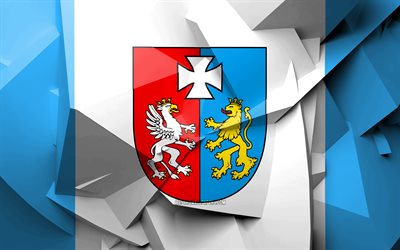 4k, Flag of Podkarpackie Voivodeship, geometric art, Voivodeships of Poland, Podkarpackie Voivodeship flag, creative, polish voivodeships, Podkarpackie Voivodeship, Podkarpackie 3D flag, Poland