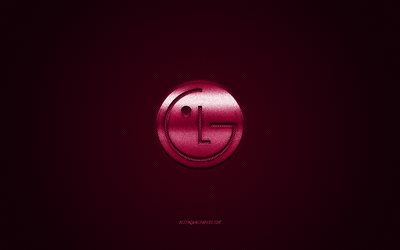 Logo da LG, roxo brilhante logotipo, LG emblema de metal, papel de parede para smartphones LG, roxo textura de fibra de carbono, LG, marcas, arte criativa, A LG Electronics