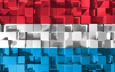 Drapeau du Luxembourg, de la 3d drapeau, cubes 3d de la texture, des Drapeaux des pays Europ&#233;ens, le Luxembourg 3d drapeau, art 3d, le Luxembourg, l&#39;Europe, texture 3d