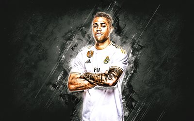 Mariano Diaz, Real Madrid, Dominican football player, La Liga, Spain, creative stone background, Real Madrid 2020 football players