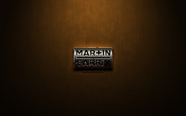 Martin Garrix glitter logo, music stars, name logo, creative, bronze metal background, Martin Garrix logo, brands, Martin Garrix