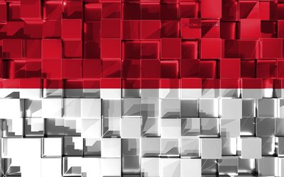 Flag of Monaco, 3d flag, 3d cubes texture, Flags of European countries, Monaco 3d flag, 3d art, Monaco, Europe, 3d texture