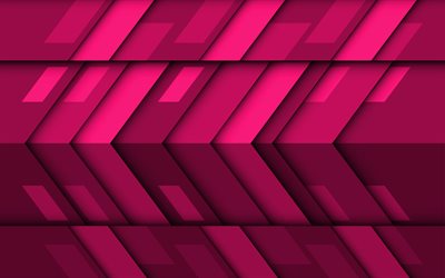 ピンク色の矢印, 4k, 材料設計, 創造, 幾何学的形状, lollipop, 矢, ピンクの材料設計, 帯, 幾何学, ピンクの背景
