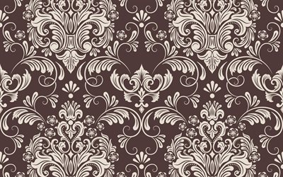 vintage brown texture, retro background with ornaments, texture with floral ornaments