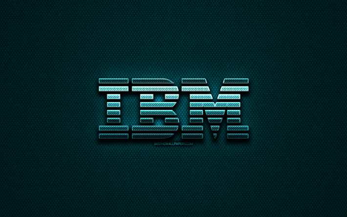 IBM glitter logotyp, kreativa, bl&#229; metall bakgrund, IBM-logotypen, varum&#228;rken, IBM
