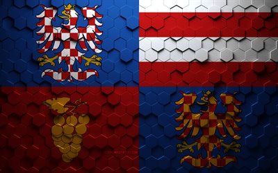 Flag of South Moravian, honeycomb art, South Moravian hexagons flag, South Moravian 3d hexagons art, South Moravian flag