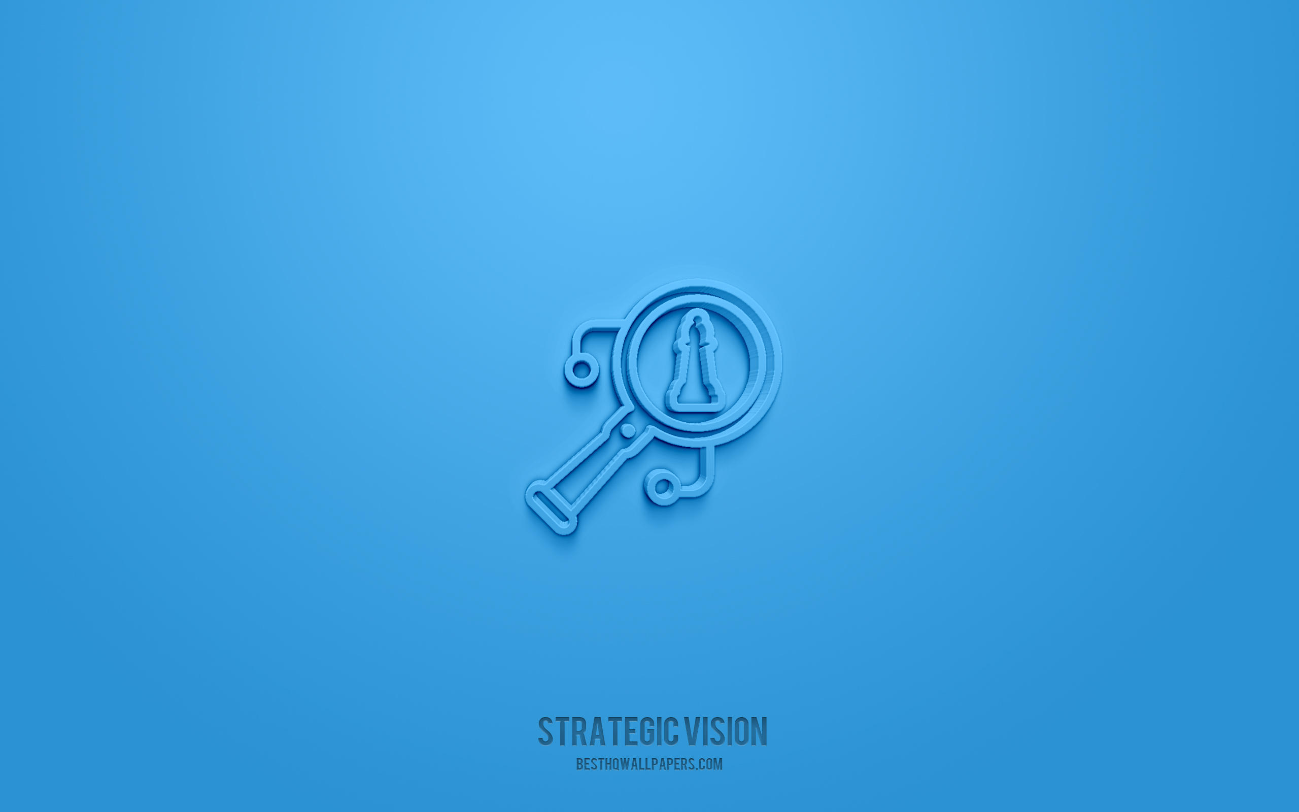 戦略的ビジョン3dアイコン, 青い背景, 3dシンボル, 戦略的ビジョン, ビジネスアイコン, 3dアイコン, 戦略的ビジョンサイン, ビジネス3dアイコン