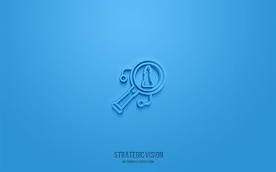 Strategic vision 3d icon, blue background, 3d symbols, Strategic vision, business icons, 3d icons, Strategic vision sign, business 3d icons