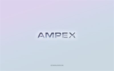ampex logosu, 3d metni kesip, beyaz arka plan, ampex 3d logosu, ampex amblemi, ampex, kabartmalı logo, ampex 3d amblemi