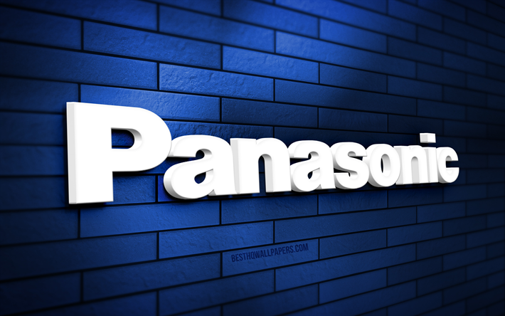 Panasonic 3D logo, 4K, blue brickwall, creative, brands, Panasonic logo, 3D art, Panasonic