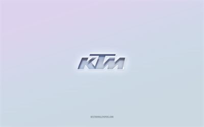 KTM logo, cut out 3d text, white background, KTM 3d logo, KTM emblem, KTM, embossed logo, KTM 3d emblem