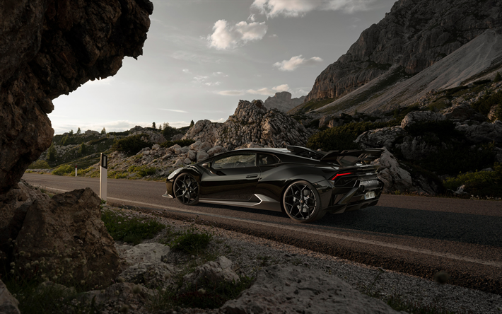 2022, Novitec Lamborghini Huracan STO, rear view, exterior, black Lamborghini Huracan, Huracan tuning, supercar, italian sports cars, Lamborghini