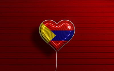 I Love Pasto, 4k, realistic balloons, red wooden background, Day of Pasto, Colombian cities, flag of Pasto, Colombia, balloon with flag, cities of Colombia, Pasto flag, Pasto