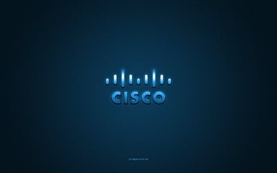 Cisco logo, blue shiny logo, Cisco metal emblem, blue carbon fiber texture, Cisco, brands, creative art, Cisco emblem