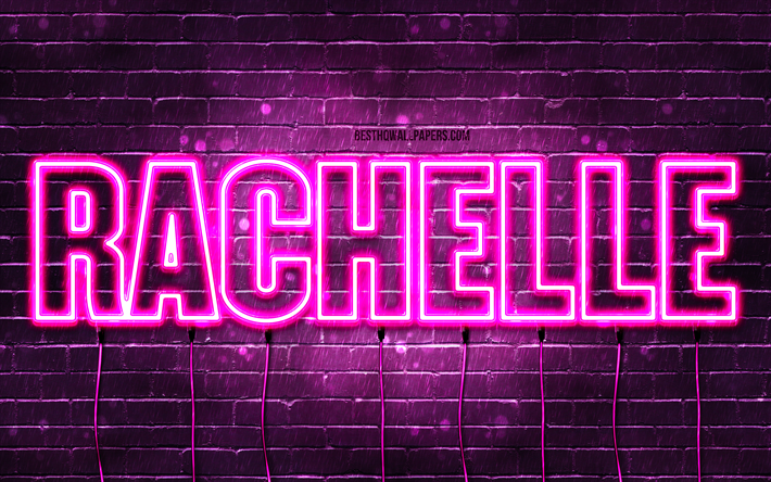 Descargar Fondos De Pantalla Feliz Cumpleaños Rachelle 4k Luces De Neón De Color Rosa Nombre 