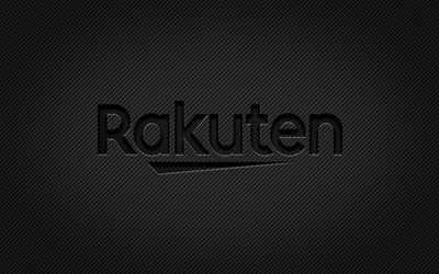 Rakuten carbon logo, 4k, grunge art, carbon background, creative, Rakuten black logo, brands, Rakuten logo, Rakuten