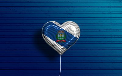 I Love Ribeirao Preto, 4k, realistic balloons, blue wooden background, Day of Ribeirao Preto, brazilian cities, flag of Ribeirao Preto, Brazil, balloon with flag, cities of Brazil, Ribeirao Preto flag, Ribeirao Preto