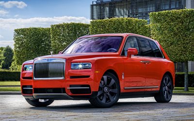 Rolls-Royce Cullinan, 4k, HDR, 2022 cars, Orange Cullinan, luxury cars, SUVs, 2022 Rolls-Royce Cullinan, Rolls-Royce