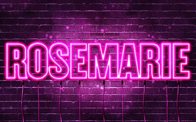Happy Birthday Rosemarie, 4k, pink neon lights, Rosemarie name, creative, Rosemarie Happy Birthday, Rosemarie Birthday, popular french female names, picture with Rosemarie name, Rosemarie