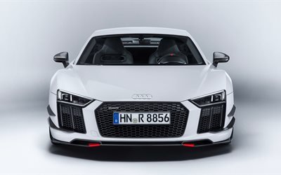 4k, s&#252;per, R8, Audi, 2018 araba, beyaz r8