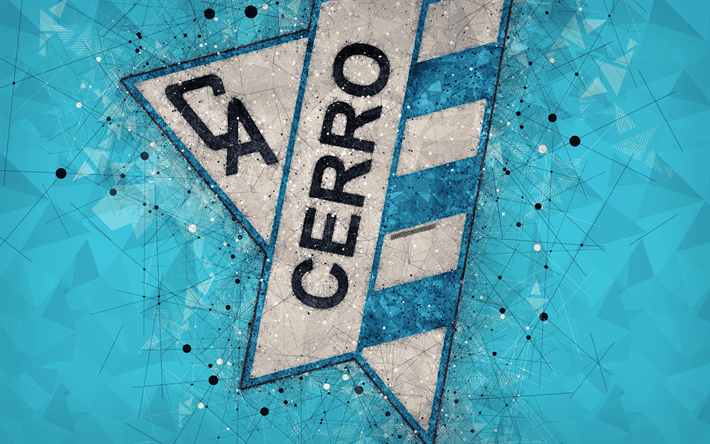 CA Cerro, 4k, logo, arte geometrica, Uruguaiano di calcio per club, sfondo blu, Uruguay Primera Division, Montevideo, Uruguay, calcio, arte creativa