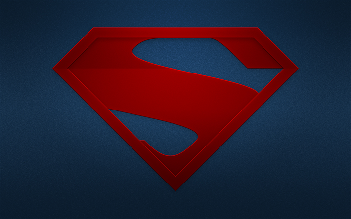 Man of Steel, supersankareita, logo, minimaalinen, sininen tausta, Man of Steel-logo