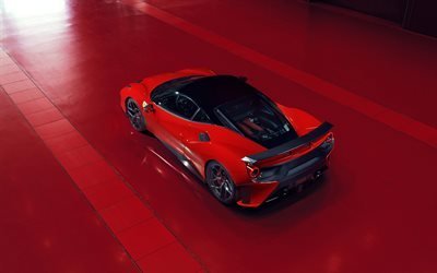 Ferrari 488 GTB, 2018, rojo superdeportivo, vista posterior, 4k, coup&#233; deportivo, Pogea Racing, FPlus Corsa, Ferrari