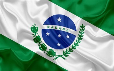 Flag of Parana, 4k, state of brazil, silk texture, Parana flag, Brazil, brazilian states, art, South America, Parana