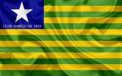 Piaui Brezilya, 4k, devlet bayrağı, ipek doku, Piaui bayrağı, Brezilya, Brezilya Devletleri, sanat, Güney Amerika, Piaui