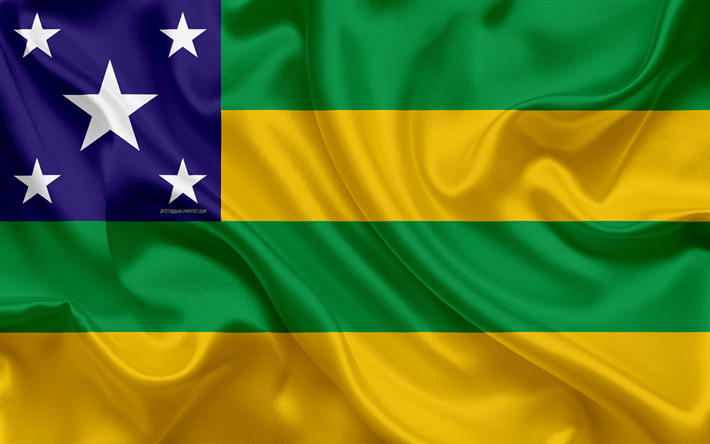 Brezilya, ipek doku, Sergipe bayrağı, Brezilya Devletleri, sanat, G&#252;ney Amerika Sergipe bayrak, 4k, devlet, Sergipe