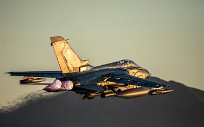 Panavia Tornado, du combat, des avions &#224; r&#233;action, coucher de soleil, avions de combat, des turbines