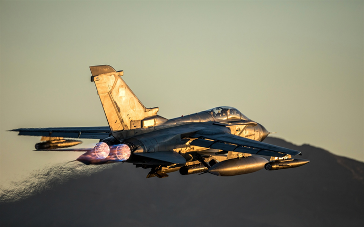 Panavia Tornado, combatir el jet aviones, puesta de sol, aviones de combate, turbinas