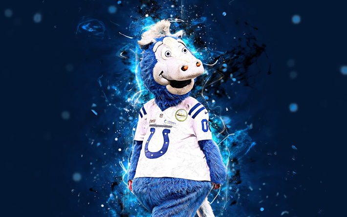 Blue, 4k, mascot, Indianapolis Colts, abstract art, NFL, creative, USA, Indianapolis Colts mascot, National Football League, NFL mascots, official mascot, Blue Indianapolis Colts Mascot