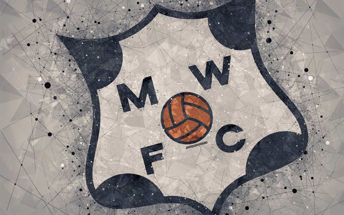 Montevideo Wanderers FC, 4k, logo, geometric art, Uruguayan football club, gray background, Uruguayan Primera Division, Montevideo, Uruguay, football, creative art
