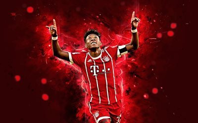 4k, David Alaba, a arte abstrata, estrelas do futebol, O Bayern De Munique, futebol, Alaba, Bundesliga, jogadores de futebol, luzes de neon, O Bayern de Munique FC