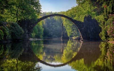 Diablos Puente, 4k, alem&#225;n monumentos, verano, Gablenz, Alemania, Europa