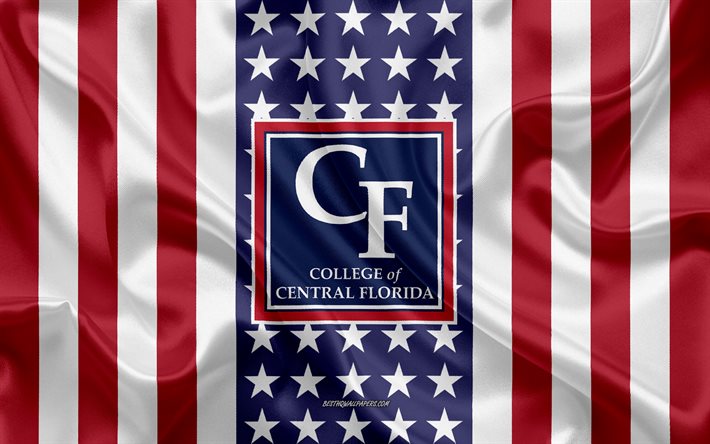 College of Central Florida Emblem, Amerikanska Flaggan, College of Central Florida logotyp, Ocala, Florida, USA, Emblem College of Central Florida