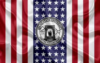 Idaho State University Emblema, Bandiera Americana, Idaho State University logo, Pocatello, Idaho, USA, Emblema della Idaho State University