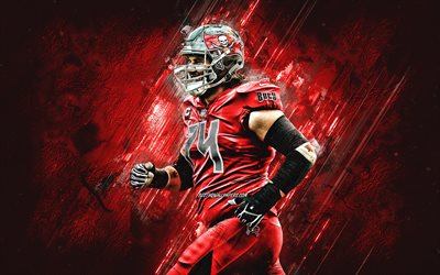 Ali Marpet, Tampa Bay Buccaneers, NFL, american football, portrait, red stone background, National Football League, Alexander Marpet