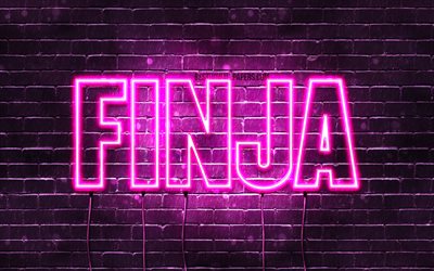 Finja, 4k, wallpapers with names, female names, Finja name, purple neon lights, Happy Birthday Finja, popular german female names, picture with Finja name