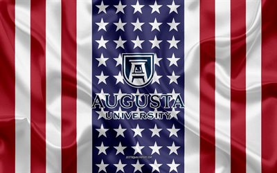 Augusta Universitet Emblem, Amerikanska Flaggan, Augusta Universitet logotyp, Augusta, Georgien, USA, Emblem Augusta Universitet