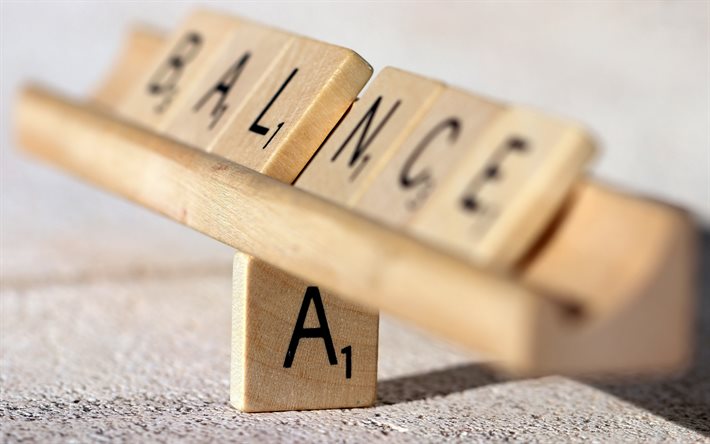 balance, wooden scales, business, balance concepts, wooden cubes with letters